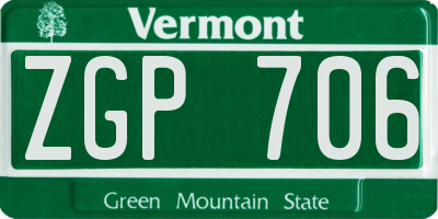 VT license plate ZGP706