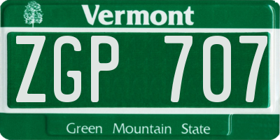 VT license plate ZGP707