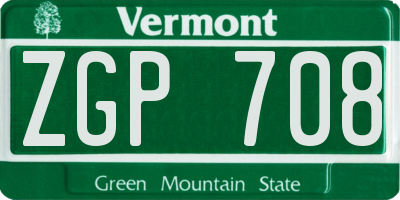 VT license plate ZGP708