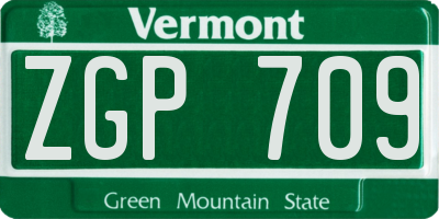 VT license plate ZGP709