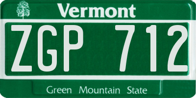 VT license plate ZGP712