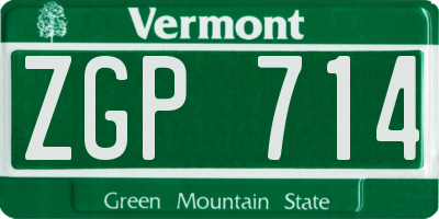 VT license plate ZGP714