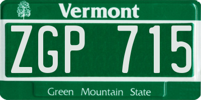 VT license plate ZGP715