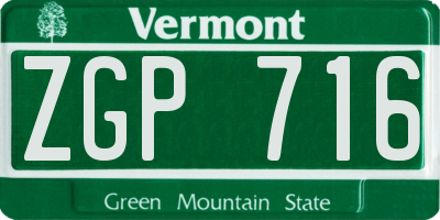 VT license plate ZGP716