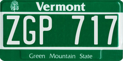 VT license plate ZGP717