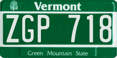 VT license plate ZGP718