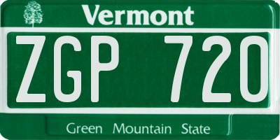 VT license plate ZGP720
