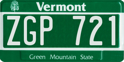 VT license plate ZGP721