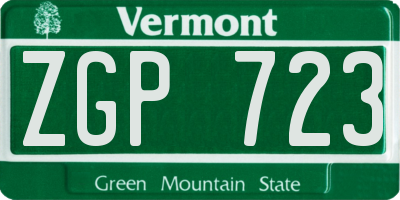 VT license plate ZGP723