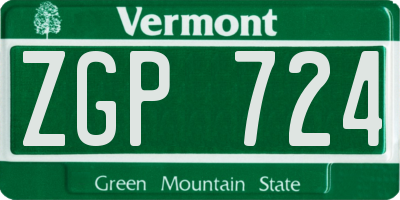 VT license plate ZGP724