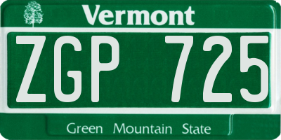 VT license plate ZGP725