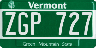 VT license plate ZGP727