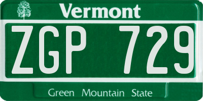 VT license plate ZGP729