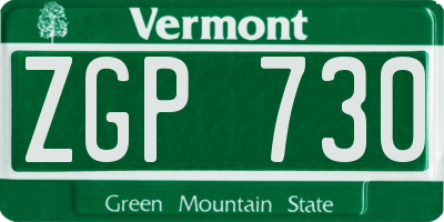VT license plate ZGP730