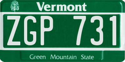 VT license plate ZGP731