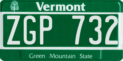 VT license plate ZGP732