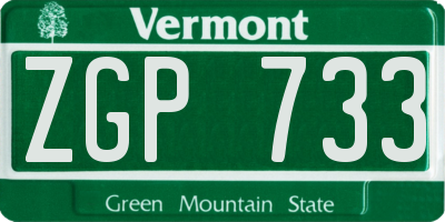 VT license plate ZGP733