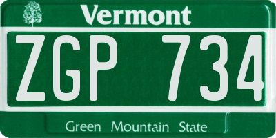 VT license plate ZGP734