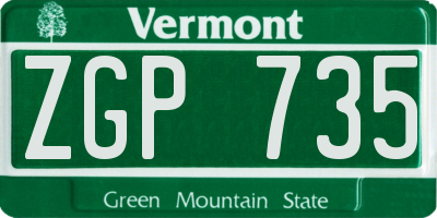 VT license plate ZGP735