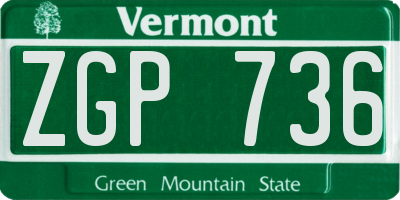 VT license plate ZGP736