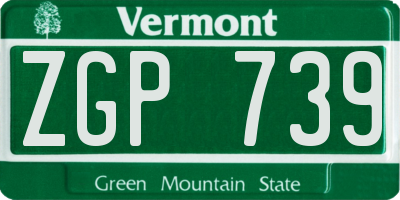VT license plate ZGP739