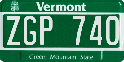 VT license plate ZGP740