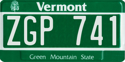 VT license plate ZGP741