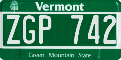 VT license plate ZGP742