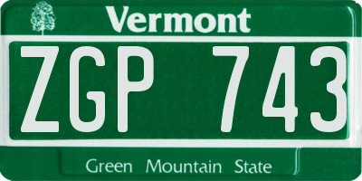 VT license plate ZGP743