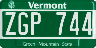 VT license plate ZGP744
