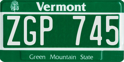 VT license plate ZGP745