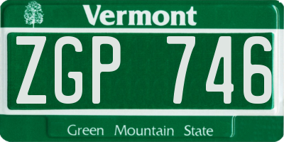 VT license plate ZGP746