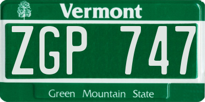VT license plate ZGP747