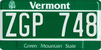 VT license plate ZGP748