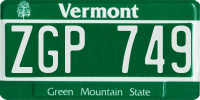 VT license plate ZGP749