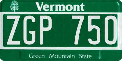 VT license plate ZGP750