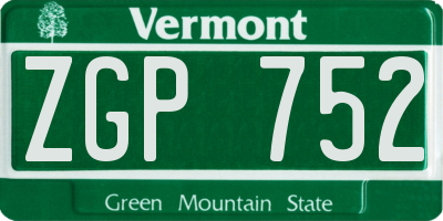 VT license plate ZGP752