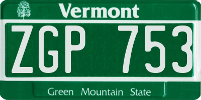 VT license plate ZGP753