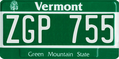 VT license plate ZGP755