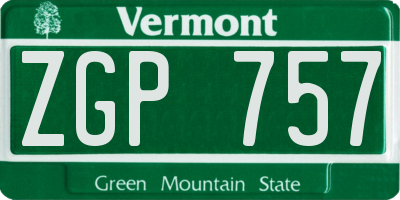 VT license plate ZGP757