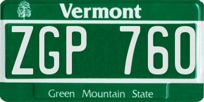VT license plate ZGP760