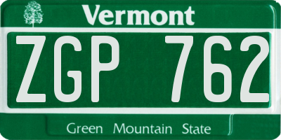 VT license plate ZGP762