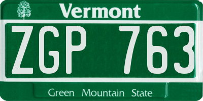 VT license plate ZGP763