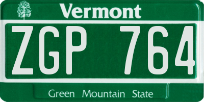 VT license plate ZGP764