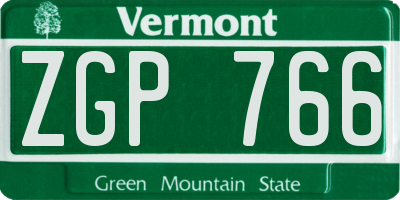 VT license plate ZGP766