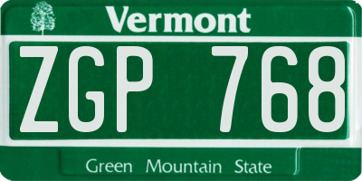 VT license plate ZGP768