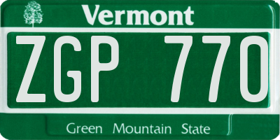 VT license plate ZGP770