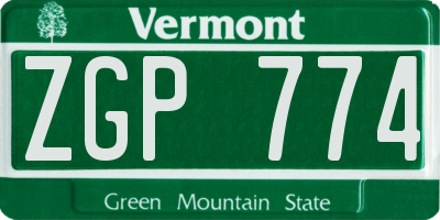 VT license plate ZGP774