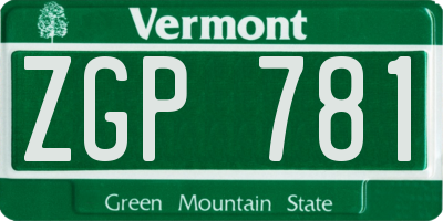 VT license plate ZGP781