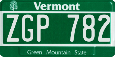 VT license plate ZGP782
